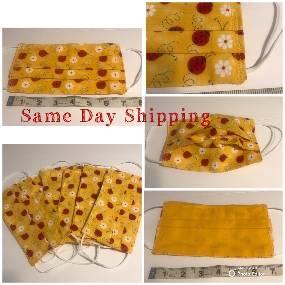 Face Mask Handmade Adult Ladybug Print❤️💛